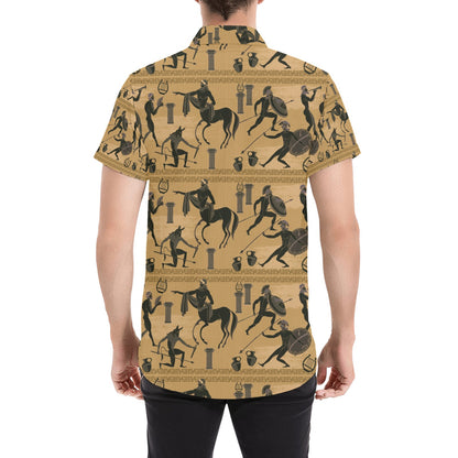 Ancient Greek Statue Print Design LKS304 Men Short Sleeve Button Up Shirt