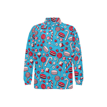 Candy Pattern Print Design 05 Long Sleeve Polo Shirt For Men's