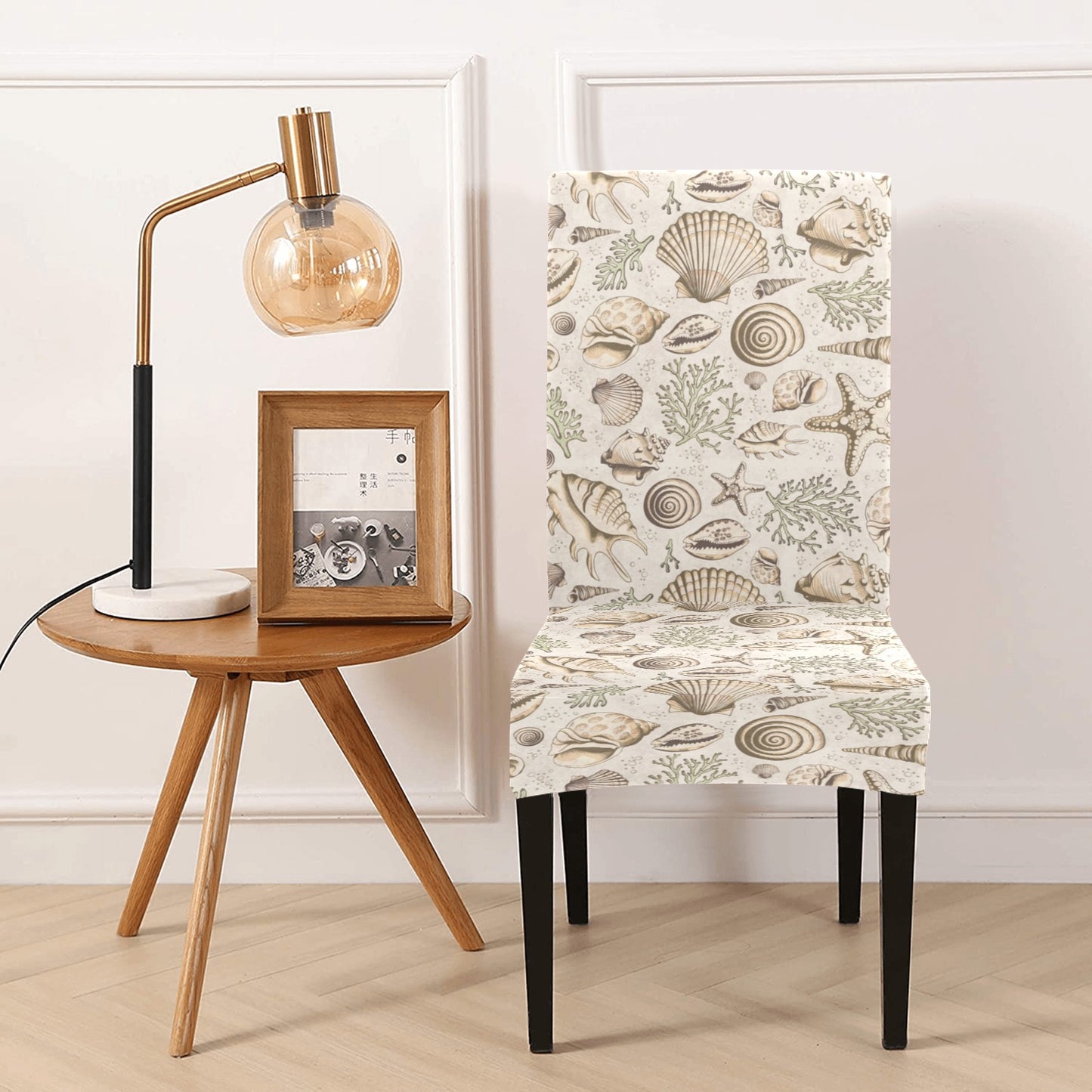 Seashell Print Design LKS304 Dining Chair Slipcover
