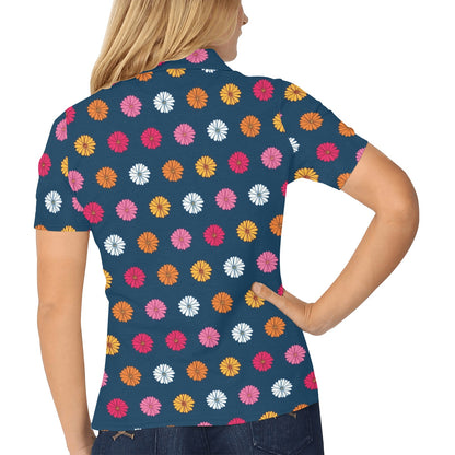 Gerberas Pattern Print Design GB06 Women's Polo Shirt