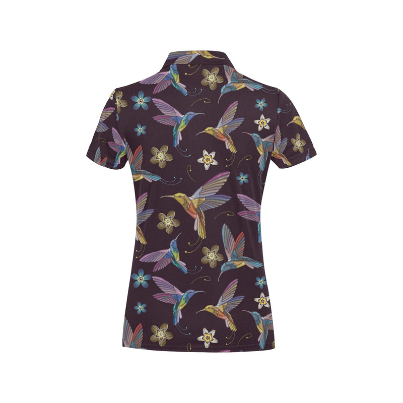 Hummingbird Pattern Print Design 04 Women's Polo Shirt