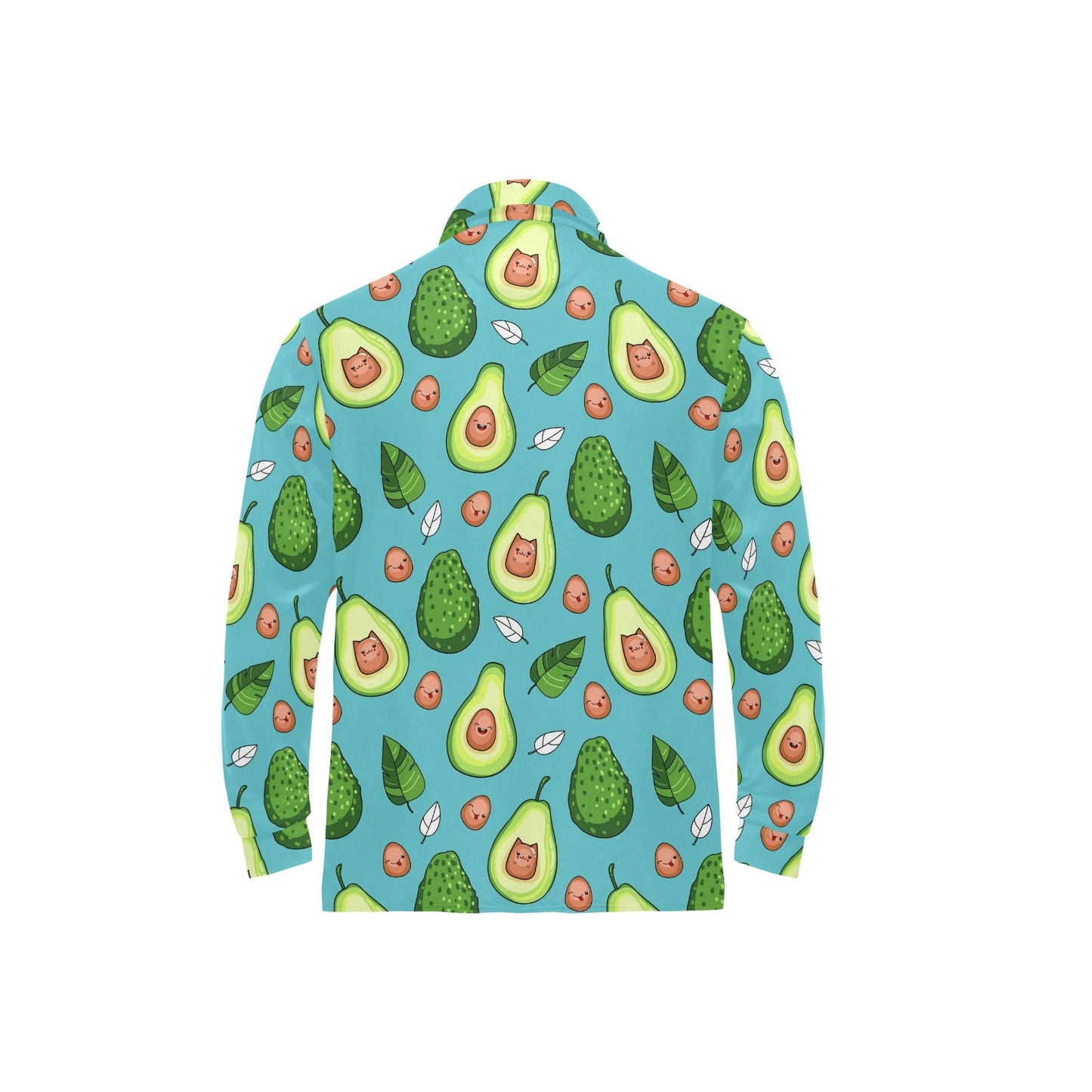 Avocado Pattern Print Design AC05 Long Sleeve Polo Shirt For Men's