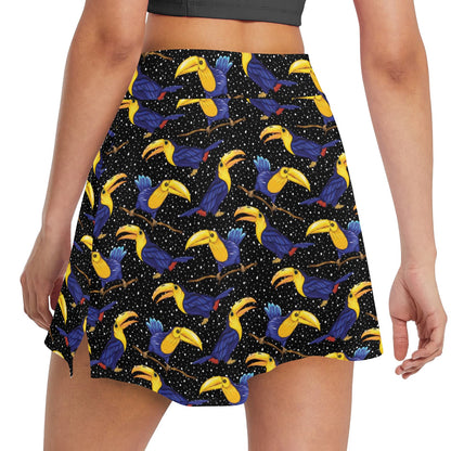 Toucan Print Design LKS307 17" Golf & Pickleball Skort with Pockets