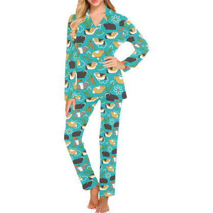 Guinea Pig Print Design LKS402 Women's Long Pajama Set