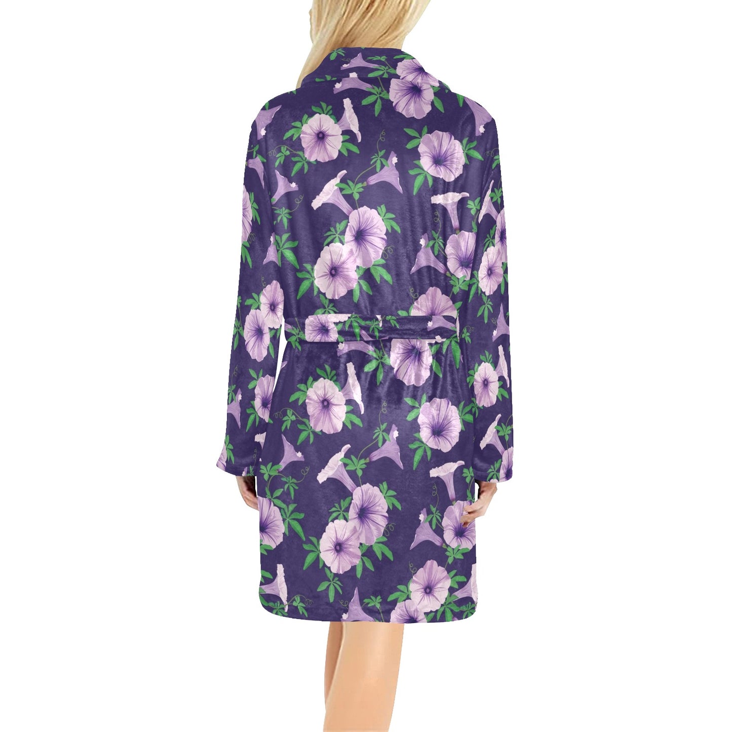 Morning Glory Pattern Print Design MG01 Women's Fleece Robe