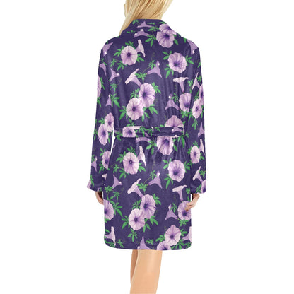 Morning Glory Pattern Print Design MG01 Women's Fleece Robe