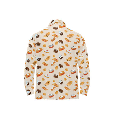 Biscuit Pattern Print Design 01 Long Sleeve Polo Shirt For Men's