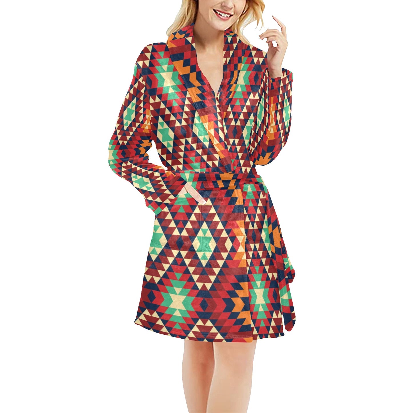 Native Pattern Print Design A07 Women's Fleece Robe