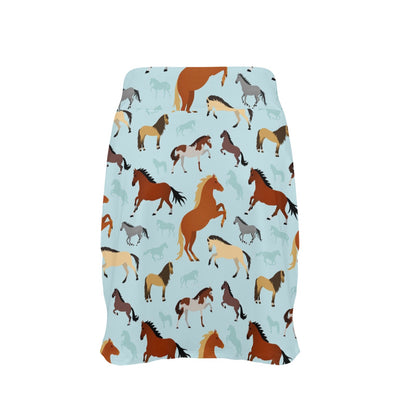 Horse Cute Themed Pattern Print 17" Golf & Pickleball Skort with Pockets