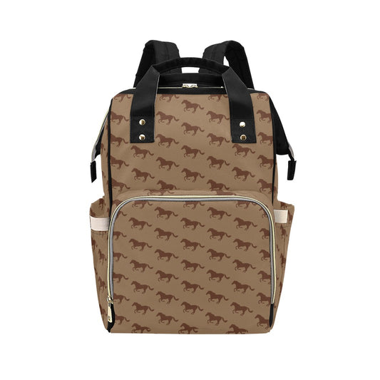 Horse Brown Print Design LKS307 Diaper Bag Backpack