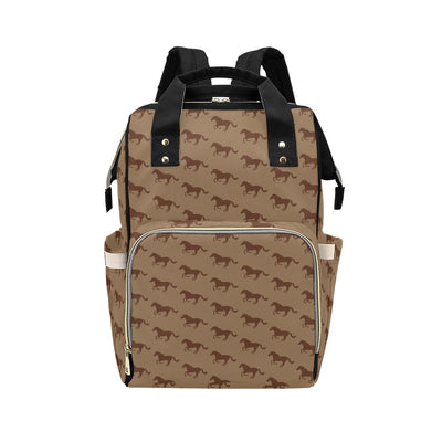 Horse Brown Print Design LKS307 Diaper Bag Backpack