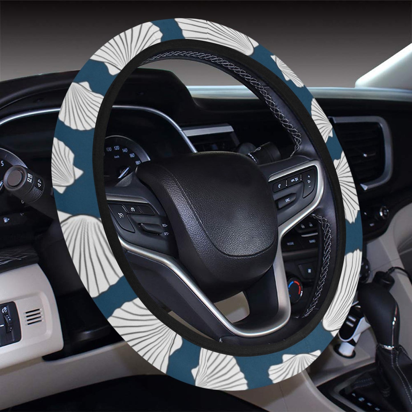 Seashell Print Design LKS3012 Steering Wheel Cover with Elastic Edge