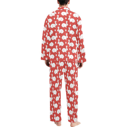 Rabbit Pattern Print Design RB017 Men's Long Pajama Set