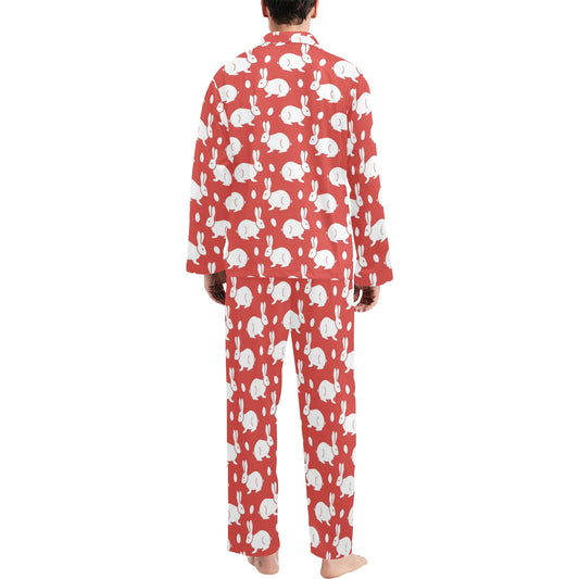 Rabbit Pattern Print Design RB017 Men's Long Pajama Set