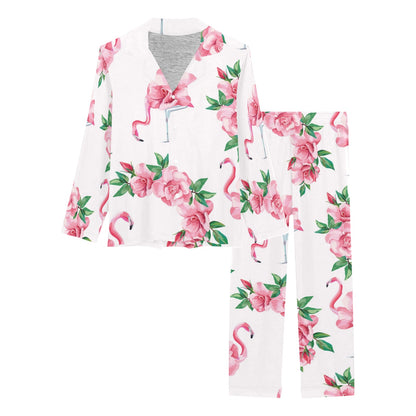 Flamingo Rose Pattern Women's Long Pajama Set