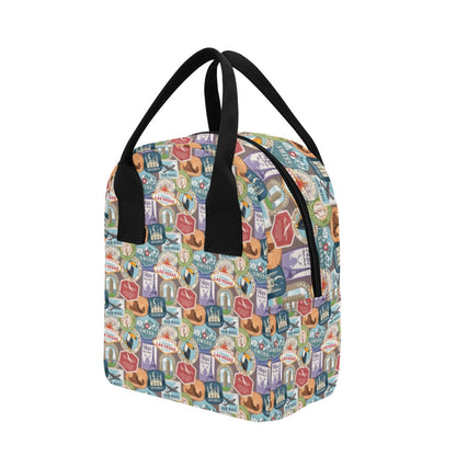 Travel Stamp Print Design LKS301 Insulated Lunch Bag