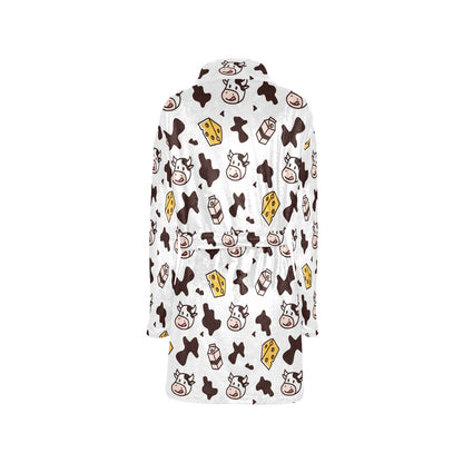 Cow Pattern Print Design 06 Women's Fleece Robe