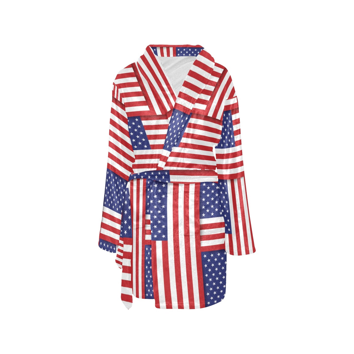 Patriotic US Flag Pattern Print Design A01 Women's Fleece Robe