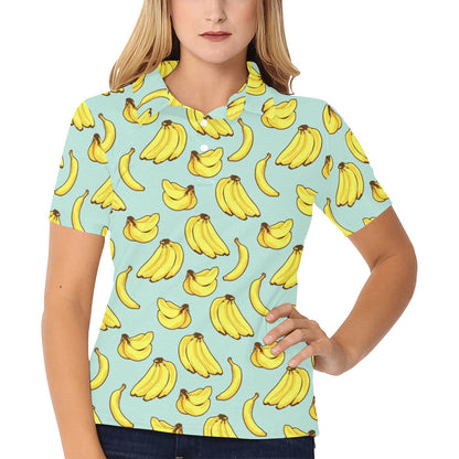 Banana Pattern Print Design BA04 Women's Polo Shirt