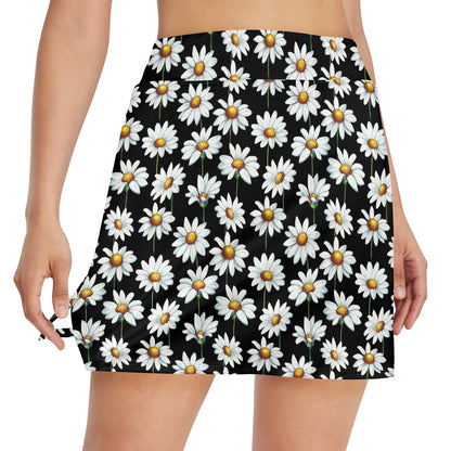 Daisy Print Pattern 17" Golf & Pickleball Skort with Pockets