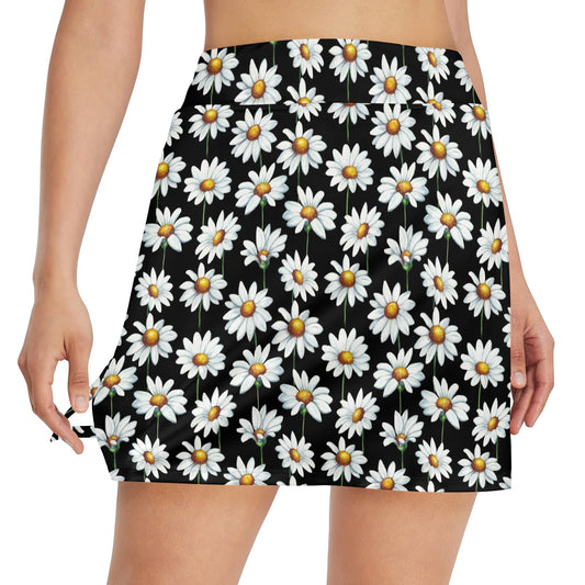 Daisy Print Pattern Women's Golf Skirt with Pocket