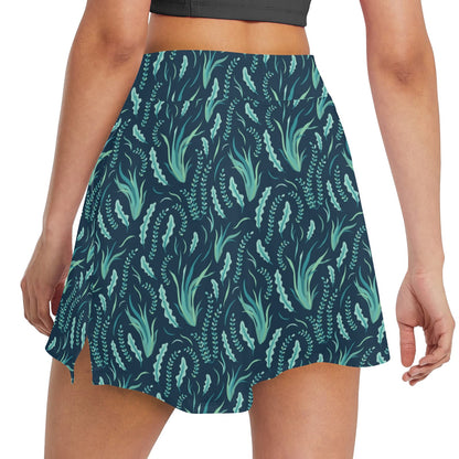 Seaweed Print Design LKS302 17" Golf & Pickleball Skort with Pockets