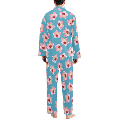 Cherry Blossom Pattern Print Design CB09 Men's Long Pajama Set