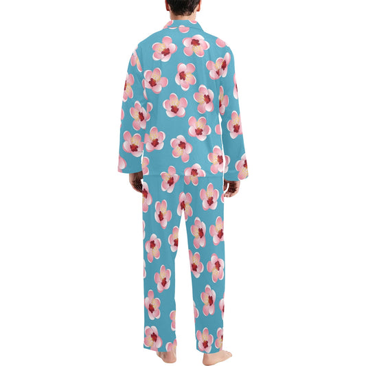 Cherry Blossom Pattern Print Design CB09 Men's Long Pajama Set