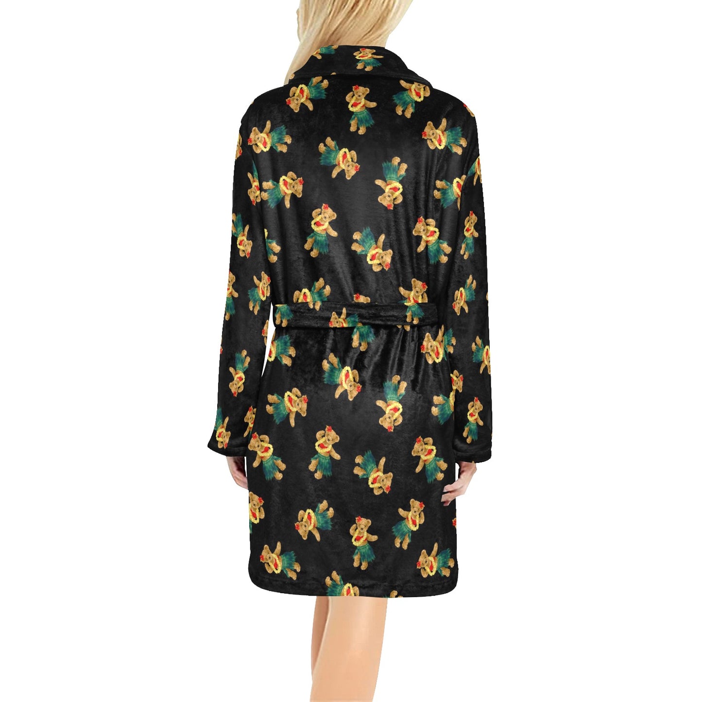 Hula Bear Pattern Print Design 06 Women's Fleece Robe
