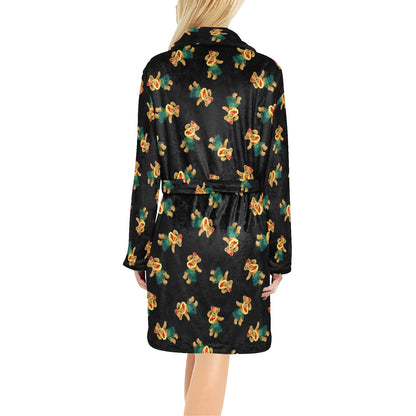Hula Bear Pattern Print Design 06 Women's Fleece Robe