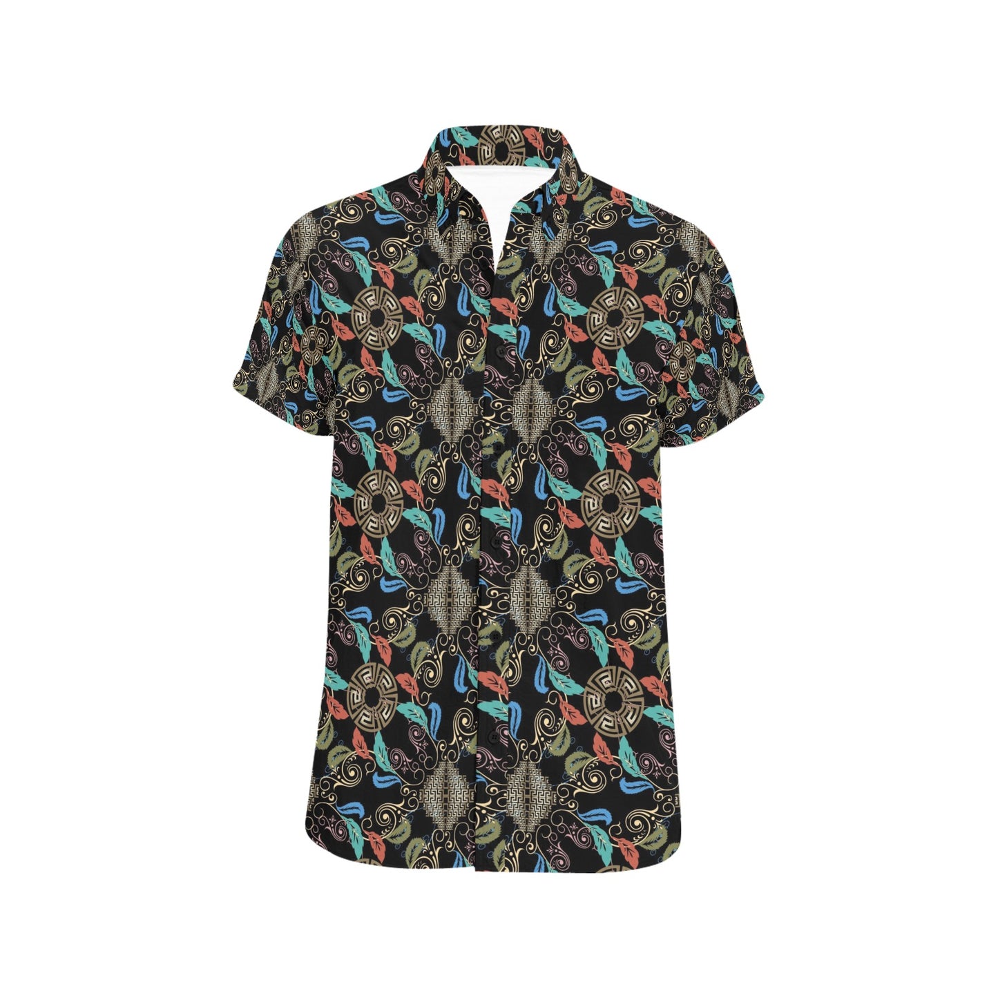 Ancient Greek Print Design LKS308 Men Short Sleeve Button Up Shirt