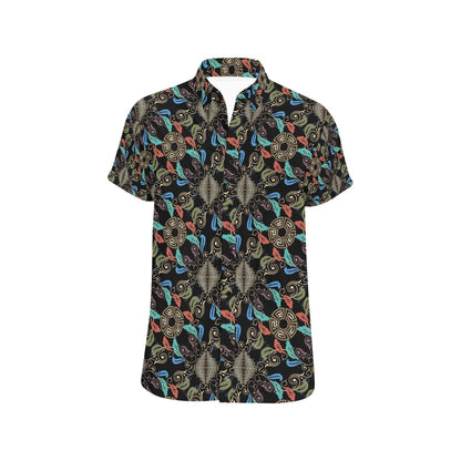 Ancient Greek Print Design LKS308 Men Short Sleeve Button Up Shirt