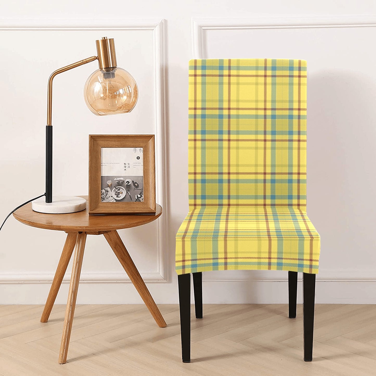 Tartan Yellow Print Design LKS301 Dining Chair Slipcover