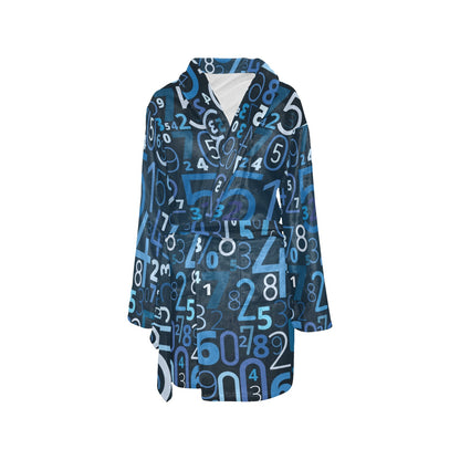 Number Pattern Print Design A02 Women's Fleece Robe