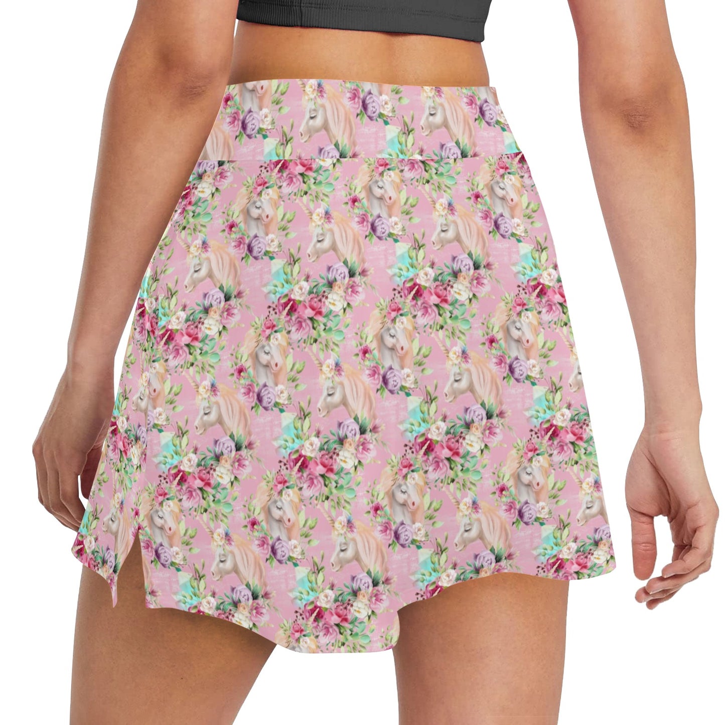 Unicorn Princess with Rose 17" Golf & Pickleball Skort with Pockets