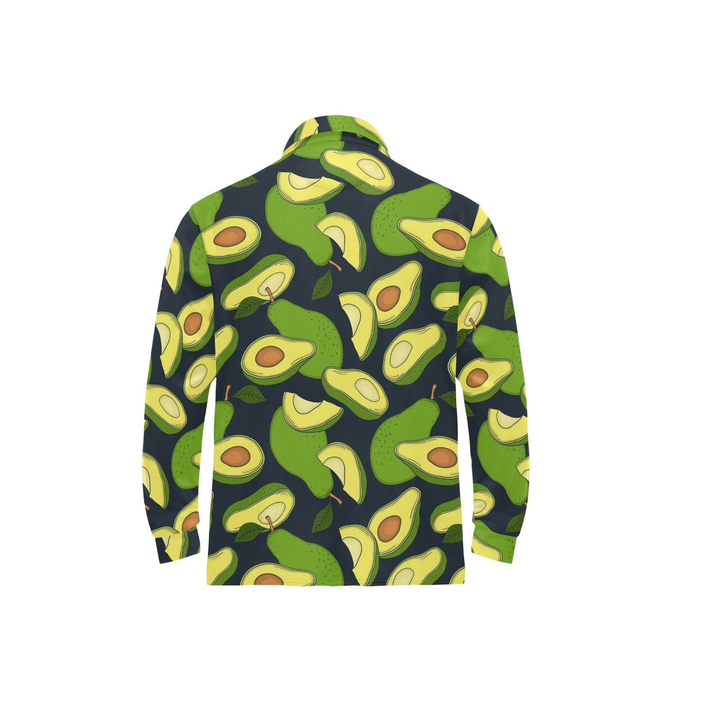 Avocado Pattern Print Design AC013 Long Sleeve Polo Shirt For Men's