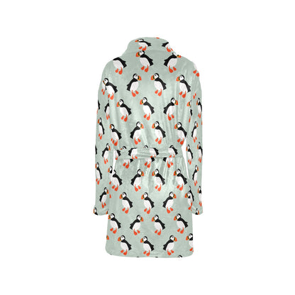 Puffin Pattern Print Design A03 Women's Fleece Robe