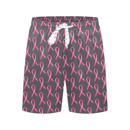 Breast Cancer Awareness Pattern Men's Swim Trunks Beach Shorts