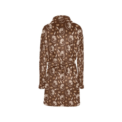 Coffee Pattern Print Design 03 Women's Fleece Robe