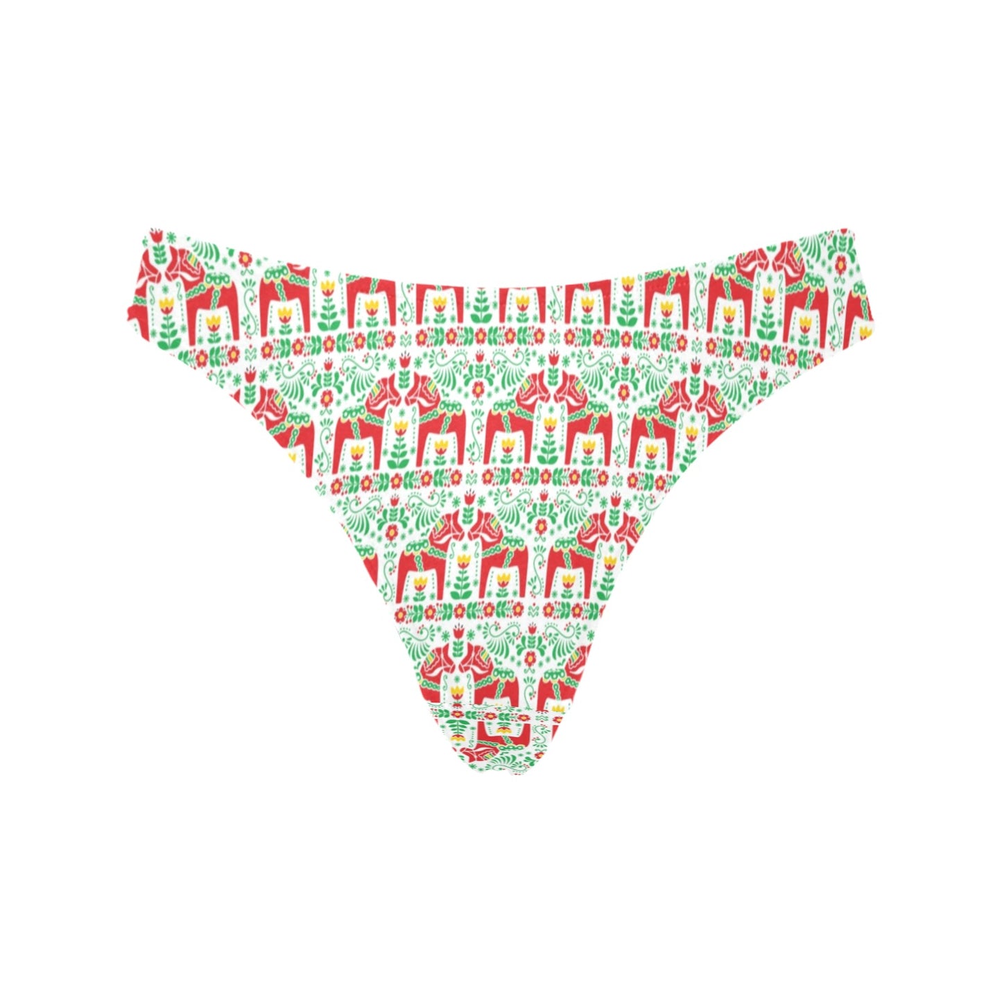 Swedish Dala Style Pattern Women's Thongs