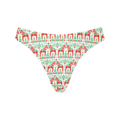Swedish Dala Style Pattern Women's Thongs