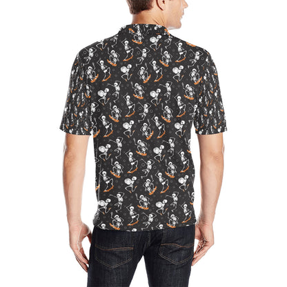 Skateboard With Skeleton Print Design LKS303 Men Polo Shirt