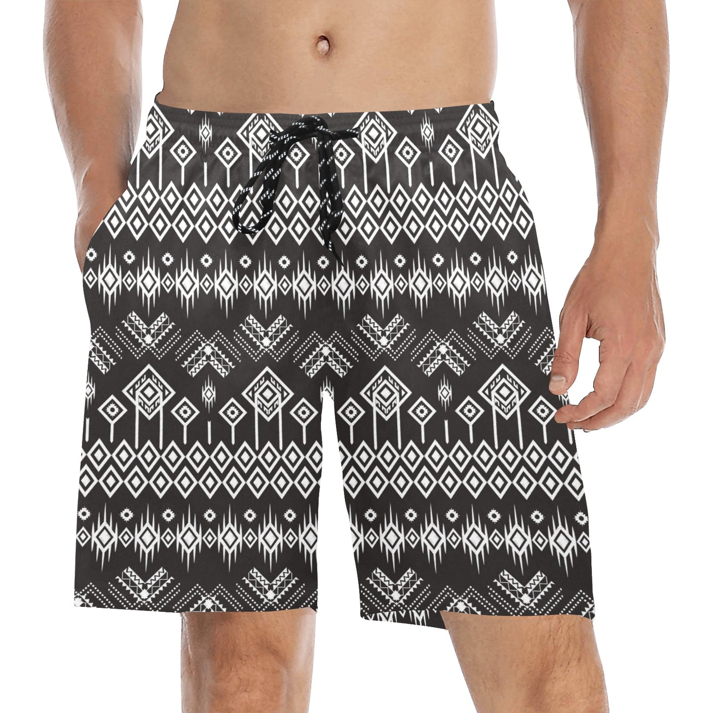 Tribal Pattern Print Design LKS304 Men's Swim Trunks Beach Shorts