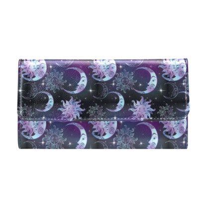 Sun Moon Print Design LKS303 Women's Trifold Wallet