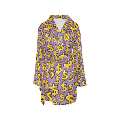 Dollar Pattern Print Design DO01 Women's Fleece Robe