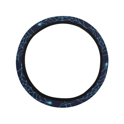 Spider Web Blue Print Design LKS304 Steering Wheel Cover with Elastic Edge