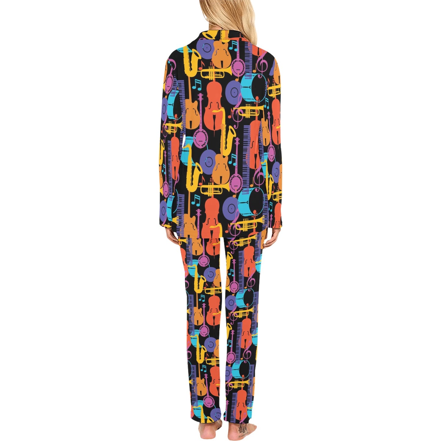 Jazz Pattern Print Design 03 Women's Long Pajama Set