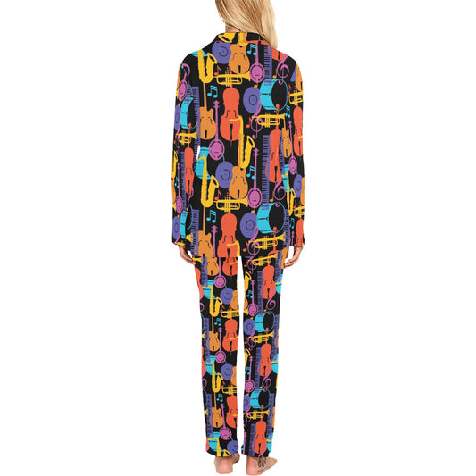 Jazz Pattern Print Design 03 Women's Long Pajama Set