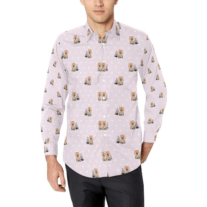 Yorkshire Terriers Print Design LKS302 Men's Long Sleeve Dress Shirt