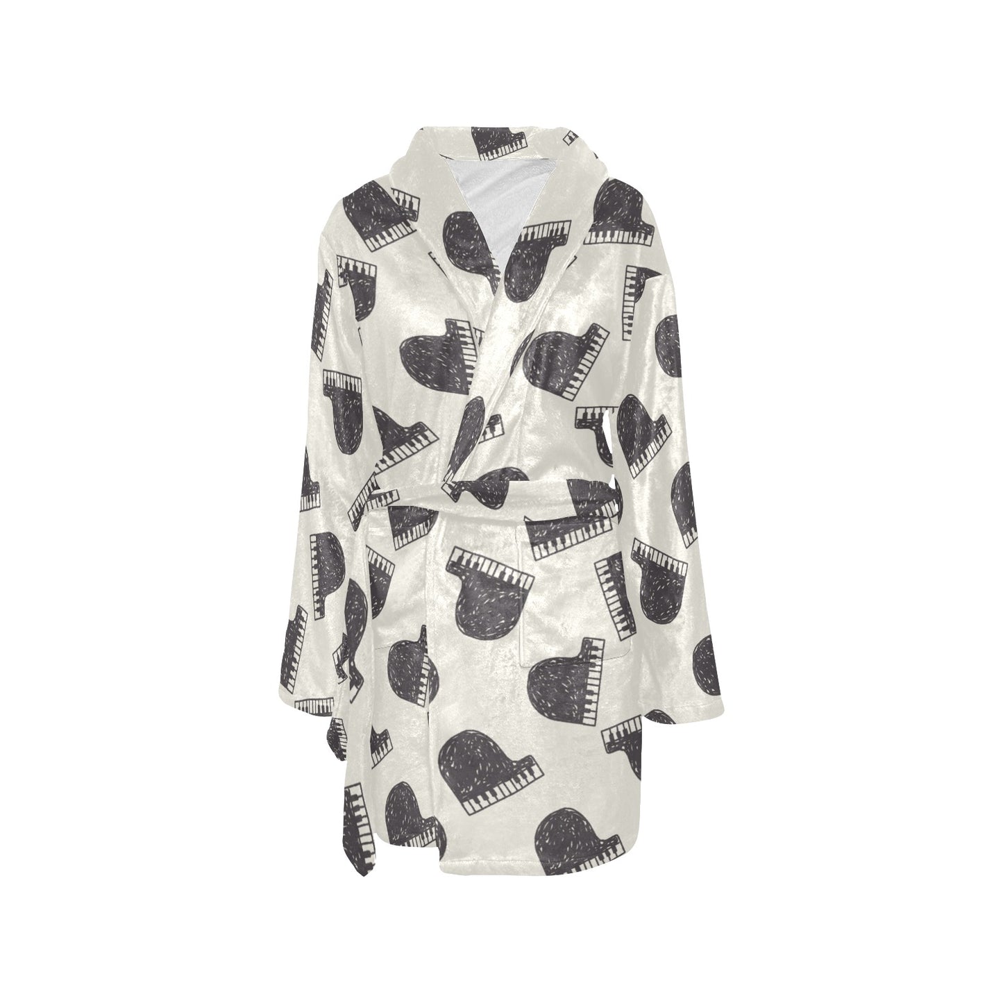 Piano Pattern Print Design 04 Women's Fleece Robe
